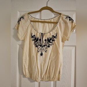 Beige/Navy womens top, Size Small,